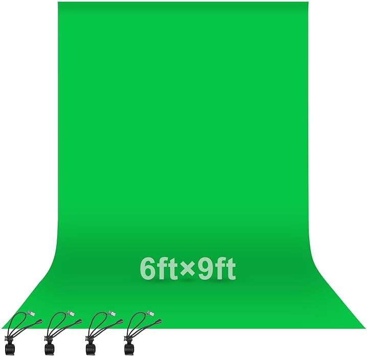 EMART Green Screen Backdrop, 6 x 9 Ft Photography Greenscreen Background Sheet Fabric Kit for YouTube Video Streaming Zoom, Small Photo Chromakey Polyester Cloth Curtain with 4 Clip - Image 1