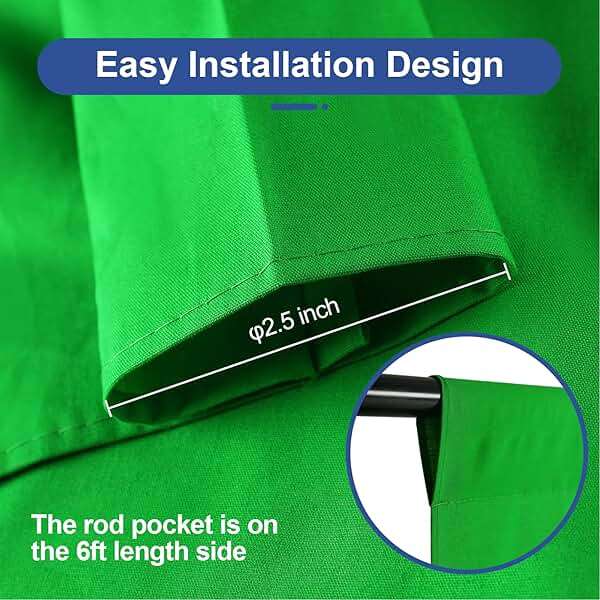EMART Green Screen Backdrop, 6 x 9 Ft Photography Greenscreen Background Sheet Fabric Kit for YouTube Video Streaming Zoom, Small Photo Chromakey Polyester Cloth Curtain with 4 Clip - Image 3