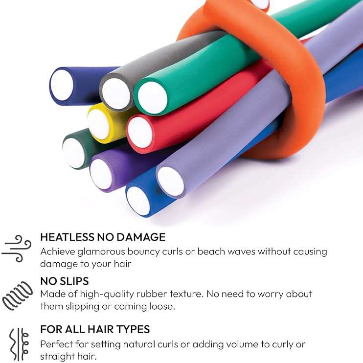 Red by Kiss Flexi Rods - Heatless Hair Curler for 90S Glamorous Bouncy Curls Beach Waves, No Slips, Sleep Styler 10" Length (3/4" Diameter) - Image 4