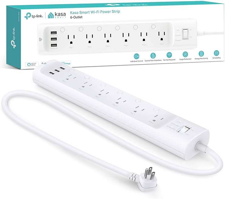 Kasa Smart Plug Power Strip HS300, Surge Protector with 6 Individually Controlled Smart Outlets and 3 USB Ports, Works with Alexa & Google Home, No Hub Required - Image 1