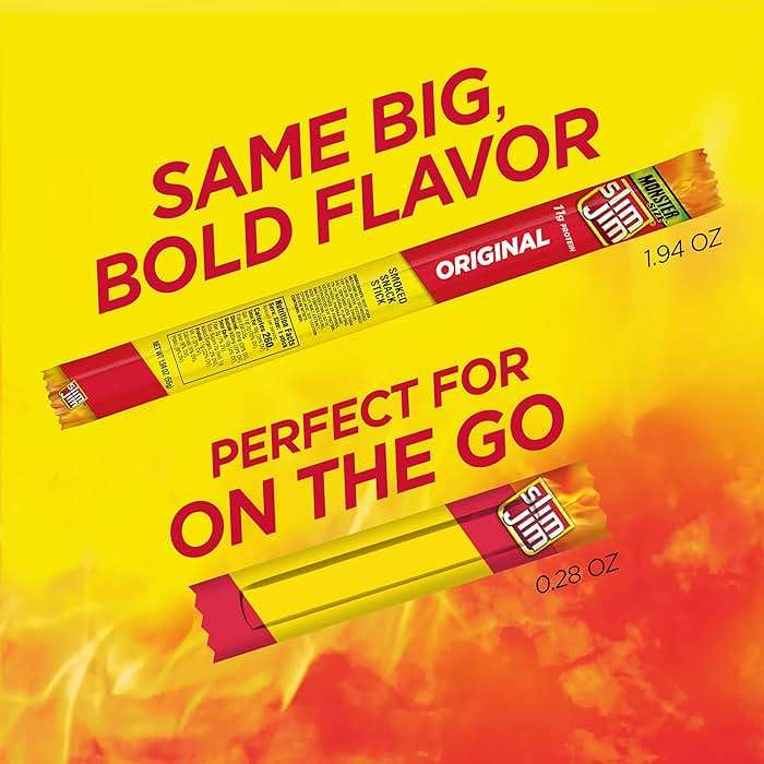 Slim Jim Smoked Meat Sticks, Original Flavor, 6g Protein Per Serving, Snack Size, Father's Day Snack Gift for Dad, 0.28 oz. (26 Count) - Image 3