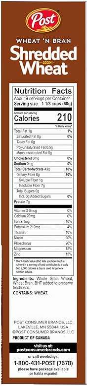 Post Wheat n Bran® Shredded Wheat, Breakfast Cereal, Excellent Source of Fiber, Kosher, 18 oz Box - Image 7