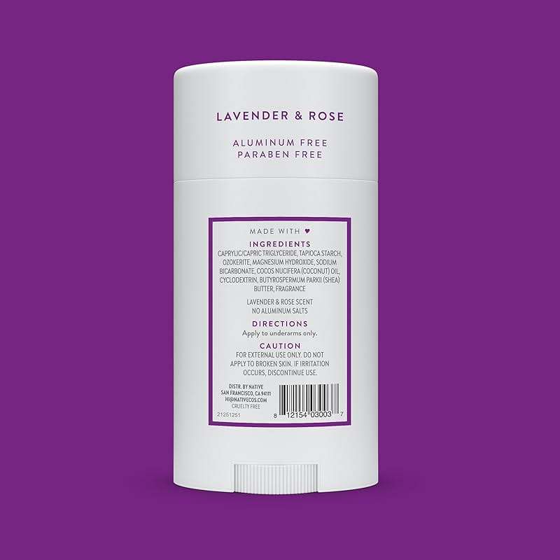 Native Deodorant Contains Naturally Derived Ingredients, 72 Hour Odor Control, Deodorant for Women and Men, Aluminum Free, Lavender & Rose 2.65oz - Image 8