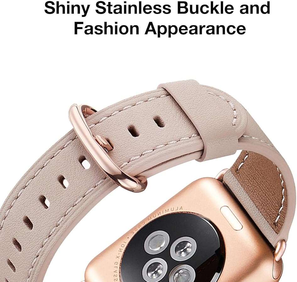 WFEAGL Compatible with Apple Watch Band 41mm 40mm 38mm 42mm(series 11 10) Women, Top Genuine Leather Band for iWatch SE 3 2 1 & Series 11 10 9 8 7 6 5 4 3 2 1 - Image 2
