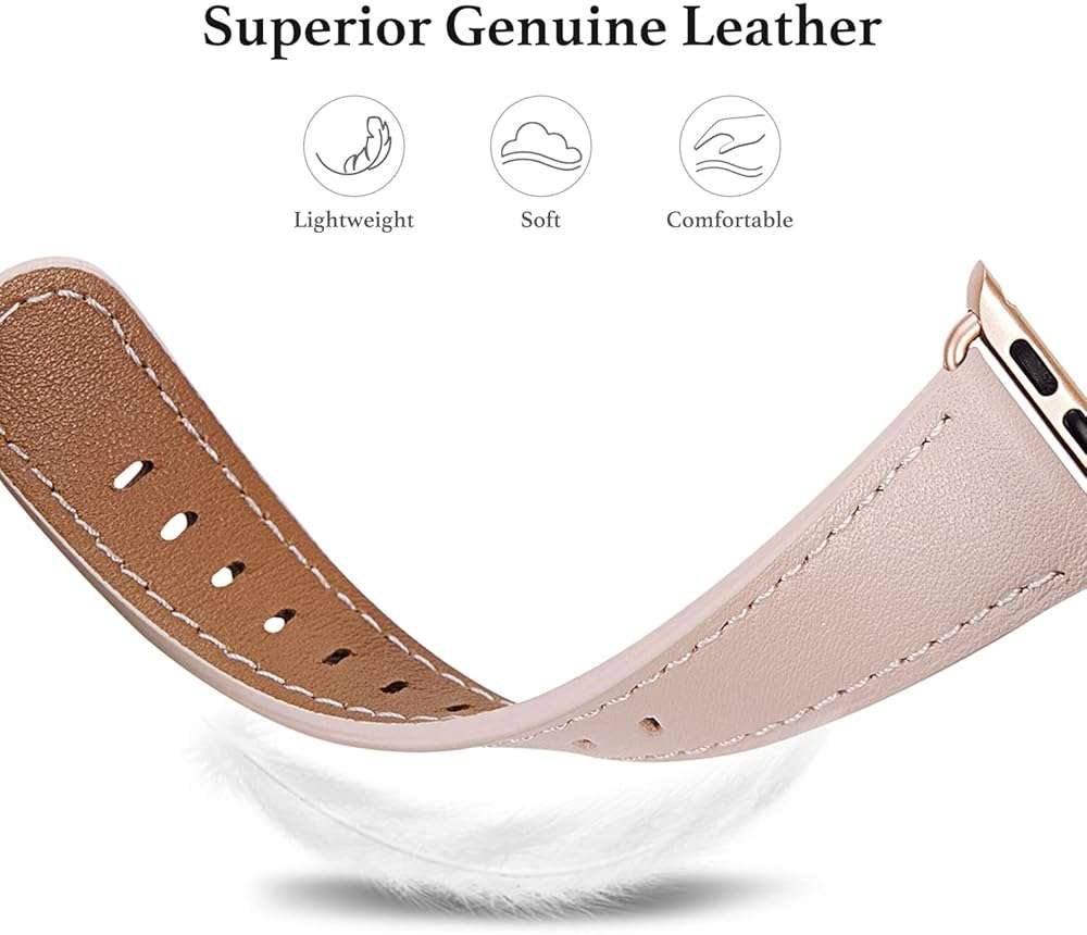 WFEAGL Compatible with Apple Watch Band 41mm 40mm 38mm 42mm(series 11 10) Women, Top Genuine Leather Band for iWatch SE 3 2 1 & Series 11 10 9 8 7 6 5 4 3 2 1 - Image 3