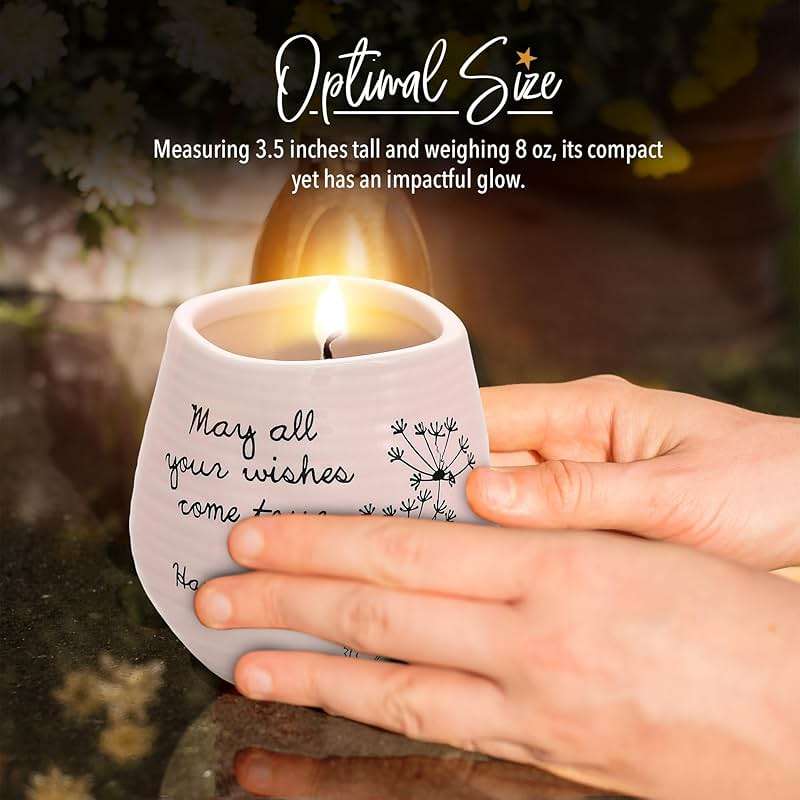 Pavilion - 8 Oz Candle Holder - Pink Ceramic Candle Jar with 100% Soy Wax Candle Serenity Scent "May all your wishes come true Happy 60th" Ideal Gift for Loved Ones - Printed Text, Love Theme & Oval - Image 7