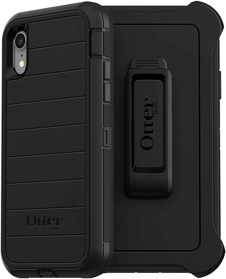 OtterBox iPhone XR Defender Series Case - Black, Rugged & Durable, with Port Protection, Includes Holster Clip Kickstand - Image 1