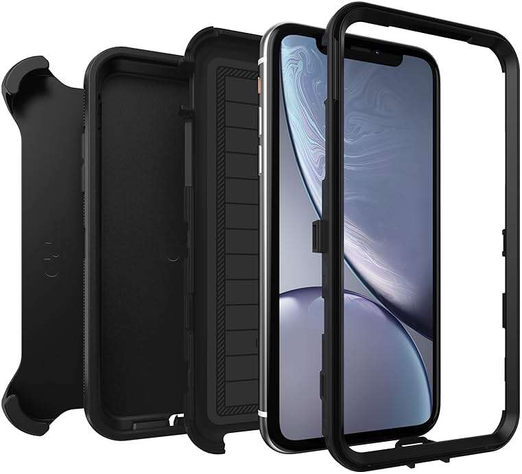 OtterBox iPhone XR Defender Series Case - Black, Rugged & Durable, with Port Protection, Includes Holster Clip Kickstand - Image 6