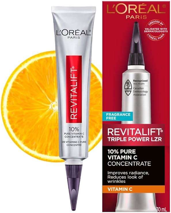 L'Oreal Paris Revitalift 10% Pure Vitamin C Face Serum for Brighter Skin & Reduced Wrinkles, Fragrance Free, 1 0z. - Image 1