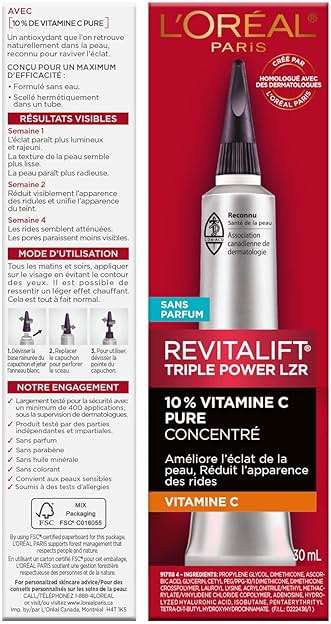 L'Oreal Paris Revitalift 10% Pure Vitamin C Face Serum for Brighter Skin & Reduced Wrinkles, Fragrance Free, 1 0z. - Image 11