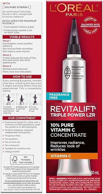 L'Oreal Paris Revitalift 10% Pure Vitamin C Face Serum for Brighter Skin & Reduced Wrinkles, Fragrance Free, 1 0z. - Image 10