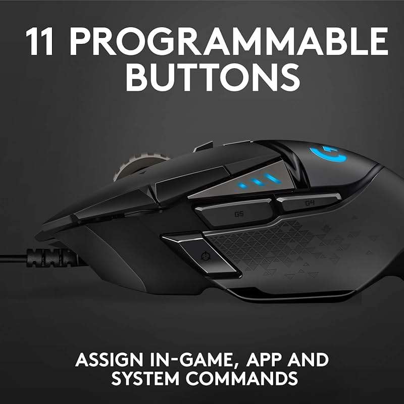 Logitech G502 Hero High Performance Wired Gaming Mouse, Hero 25K Sensor, 25,600 DPI, RGB, Adjustable Weights, 11 Programmable Buttons, On-Board Memory, PC/Mac - Black - Image 4