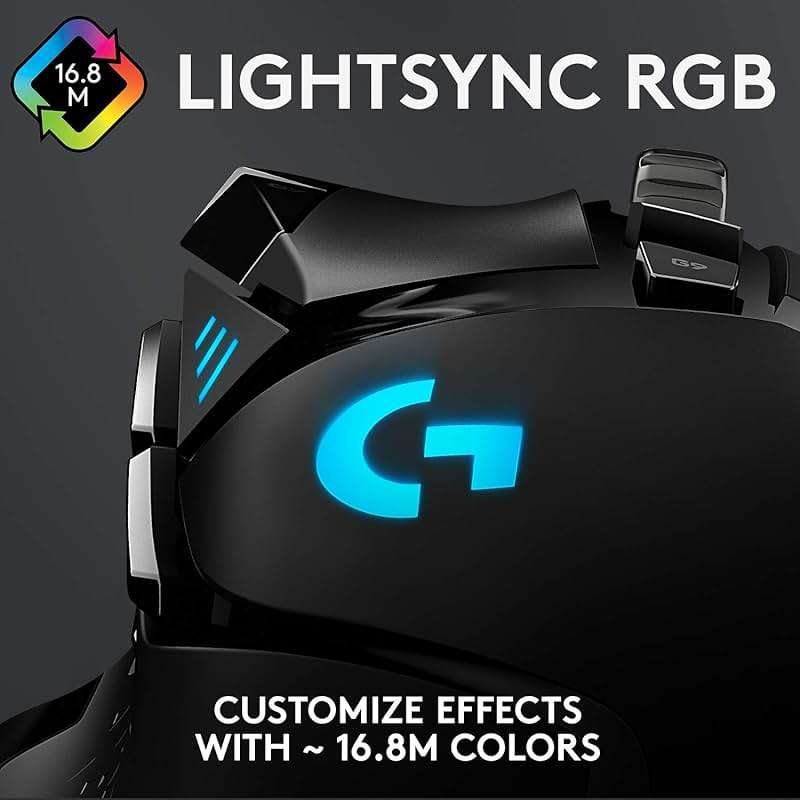 Logitech G502 Hero High Performance Wired Gaming Mouse, Hero 25K Sensor, 25,600 DPI, RGB, Adjustable Weights, 11 Programmable Buttons, On-Board Memory, PC/Mac - Black - Image 6