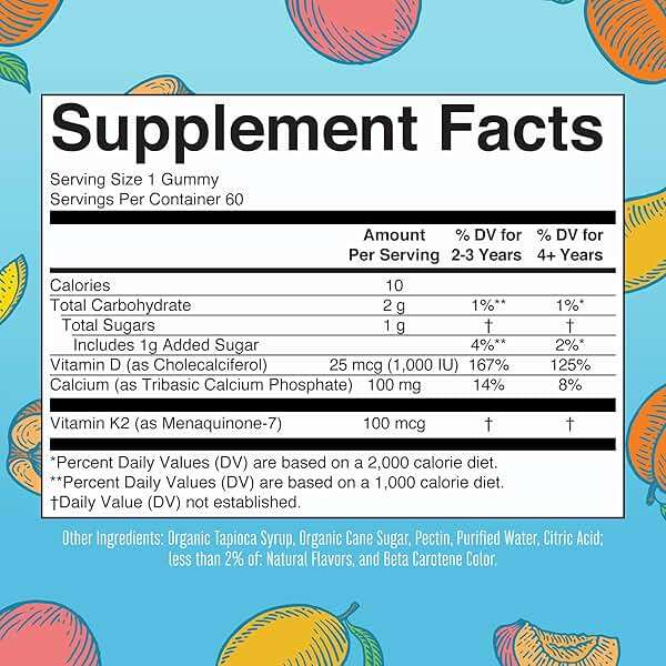 MARYRUTH'S Organics Calcium with Vitamin D & Vitamin K2, 2 Month Supply, Calcium Supplement Supports Bone Health & Joint Support, with Vitamins D3 K2 Gummies, Vegan, Non-GMO, Gluten Free, 60 Count - Image 2