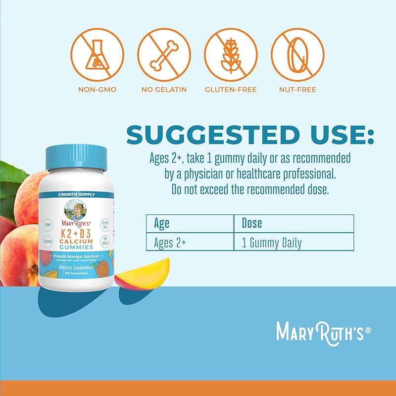 MARYRUTH'S Organics Calcium with Vitamin D & Vitamin K2, 2 Month Supply, Calcium Supplement Supports Bone Health & Joint Support, with Vitamins D3 K2 Gummies, Vegan, Non-GMO, Gluten Free, 60 Count - Image 3