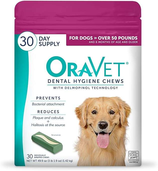ORAVET Dental Chews for Dogs, Oral Care and Hygiene Chews (Large Dogs, Over 50 lbs.) Pink Pouch, 30 Count (Pack of 1) - Image 1