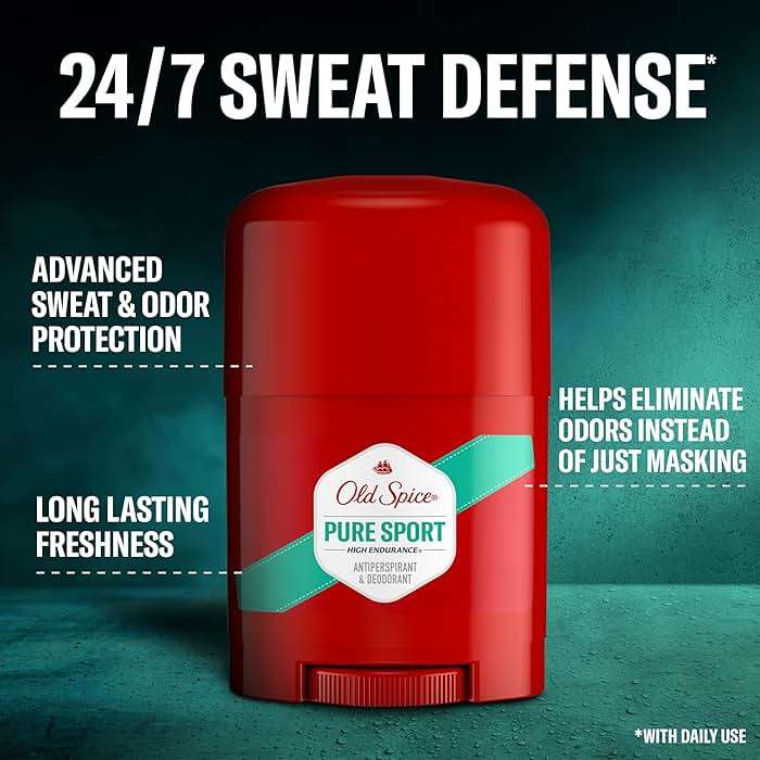 Old Spice Antiperspirant Deodorant For Men, High Endurance, 24/7 Sweat Defense & Odor Protection, 24/7 Freshness & Lasting Scent, Pure Sport Scent, 0.5 oz (Pack of 24) - Image 3