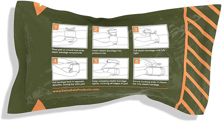 Swiss Safe 6 Inch Israeli Bandages Trauma Kit - Sterile Elastic Compression Bandage - Emergency Military IFAK - 6 inch, 2-Pack - Image 2