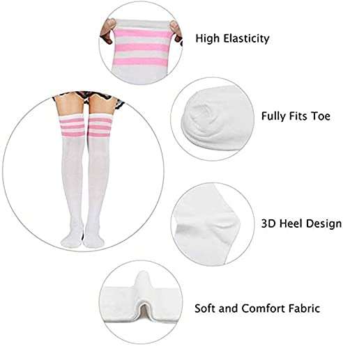 Century Star Thigh High Socks Striped Extra Long Tube for Women Over the Knee Athletic Sports Socks Plus Size Stockings - Image 5