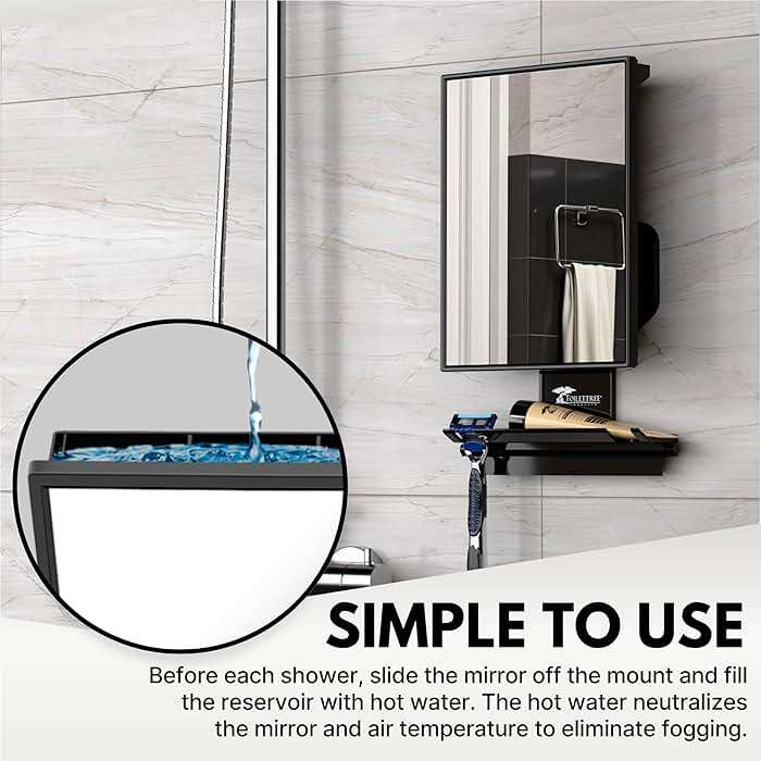ToiletTree Products Fogless Shower Mirror - Anti-Fog Mirror - Adjustable Shaving Mirror with a Squeegee - Rust-Proof, Impact-Resistance Bathroom Shower Mirror - Tall - Image 6