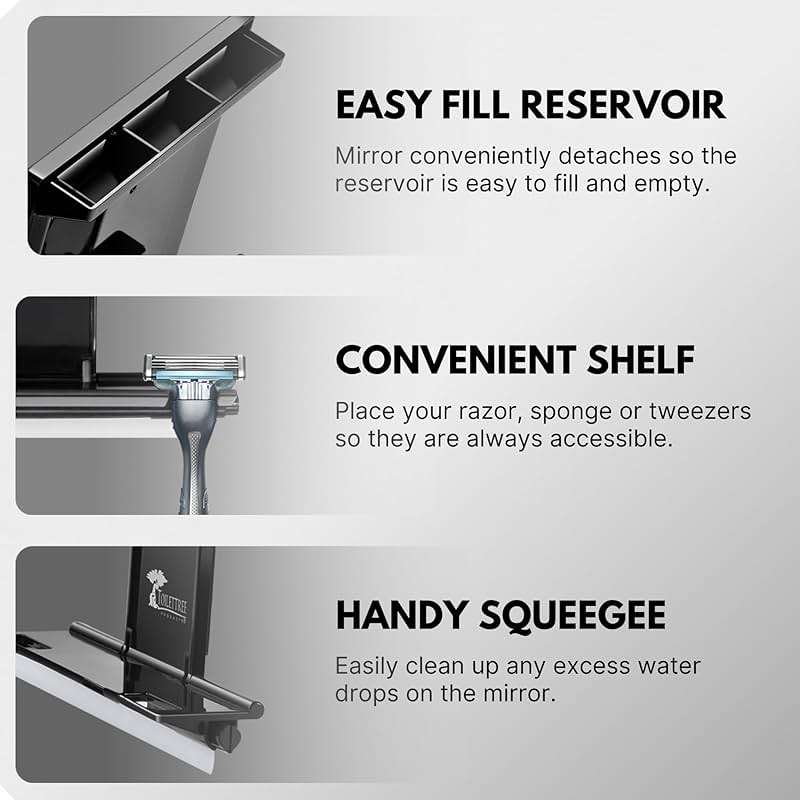 ToiletTree Products Fogless Shower Mirror - Anti-Fog Mirror - Adjustable Shaving Mirror with a Squeegee - Rust-Proof, Impact-Resistance Bathroom Shower Mirror - Tall - Image 8