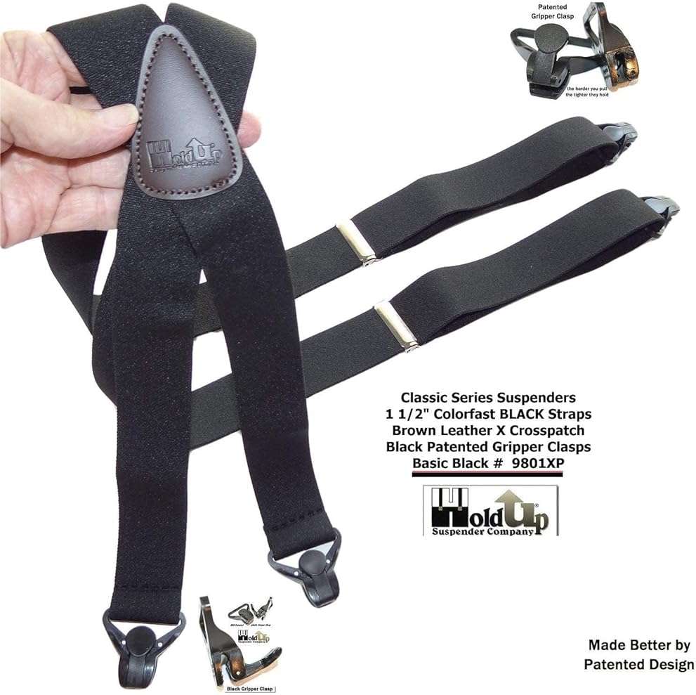 Holdup 1 1/2" wide Classic Series Suspenders for Men with Patented Gripper Clasp - Image 5