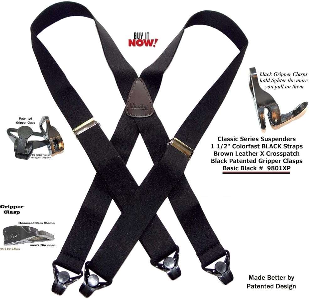 Holdup 1 1/2" wide Classic Series Suspenders for Men with Patented Gripper Clasp - Image 6
