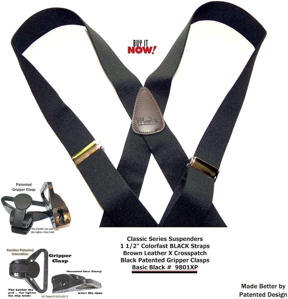 Holdup 1 1/2" wide Classic Series Suspenders for Men with Patented Gripper Clasp - Image 7