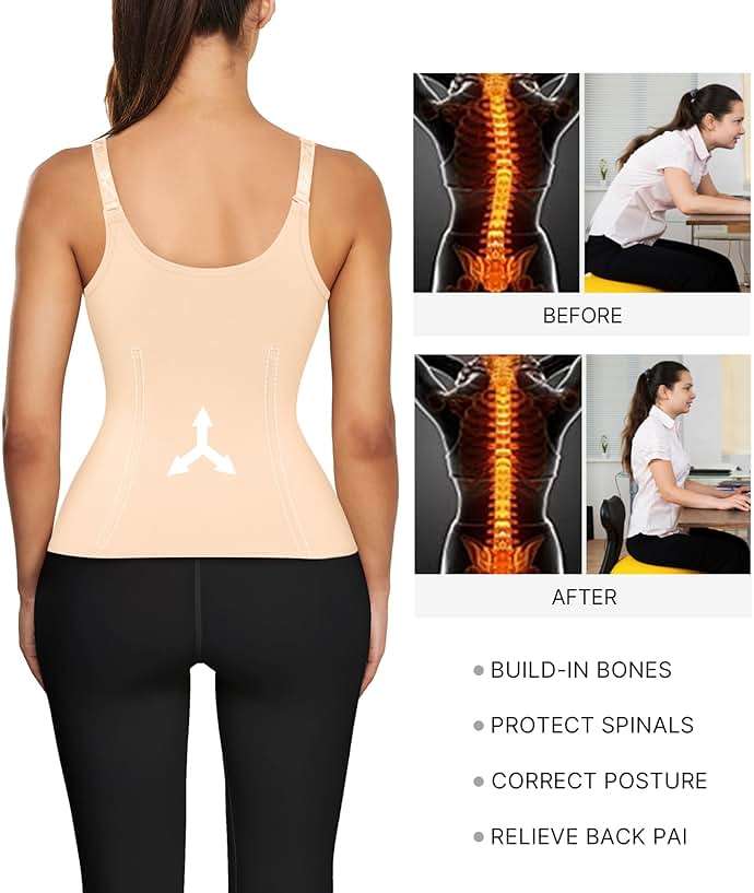 Nebility Waist Trainer for Women Corset Shapewear with Zipper Women's Waist Cincher Tank Top with Adjustable Straps - Image 4