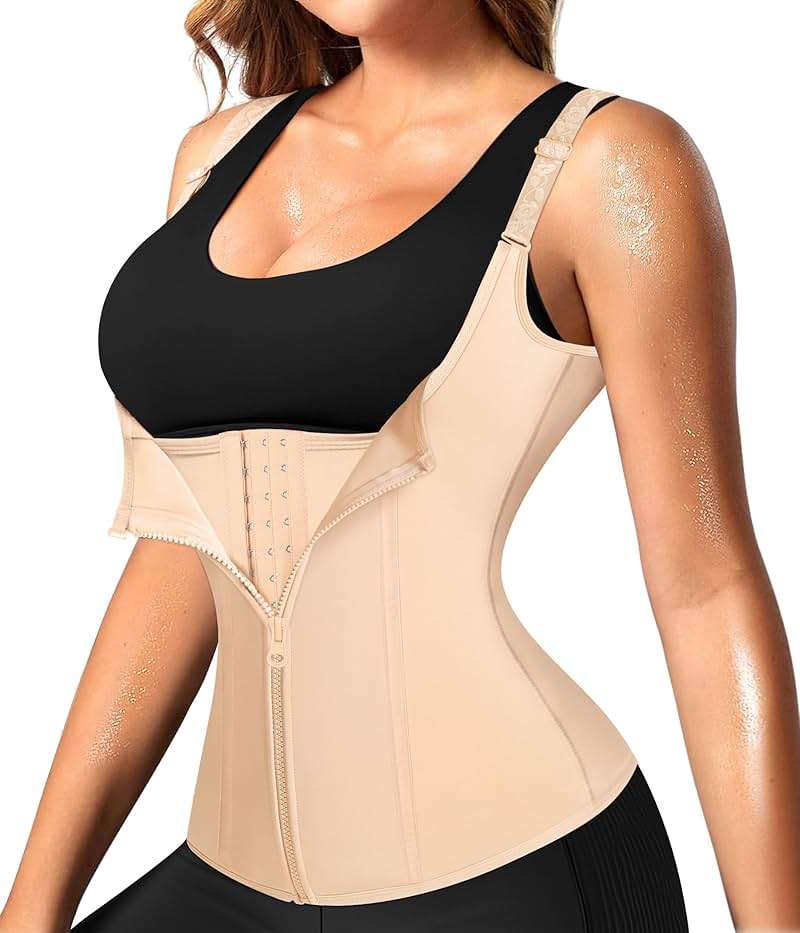 Nebility Waist Trainer for Women Corset Shapewear with Zipper Women's Waist Cincher Tank Top with Adjustable Straps - Image 5