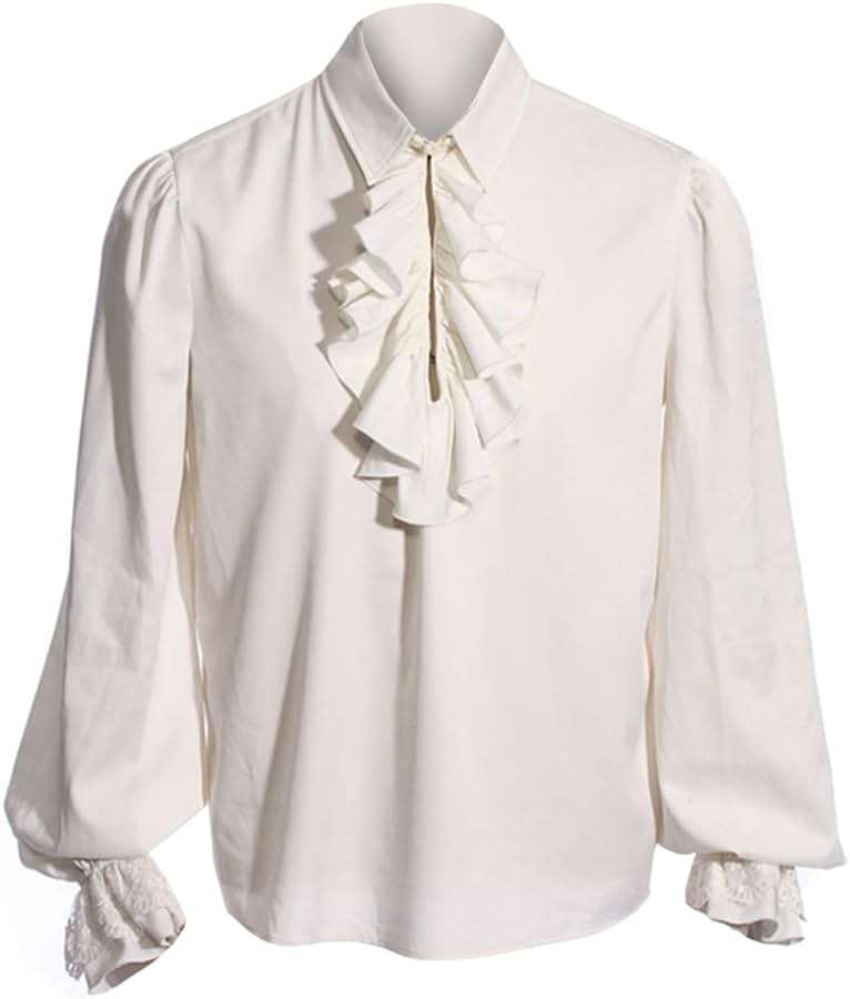 Bbalizko Mens Pirate Shirt Ruffle Victorian Renaissance Steampunk Vampire Poet Shirts Gothic Medieval Costume - Image 1