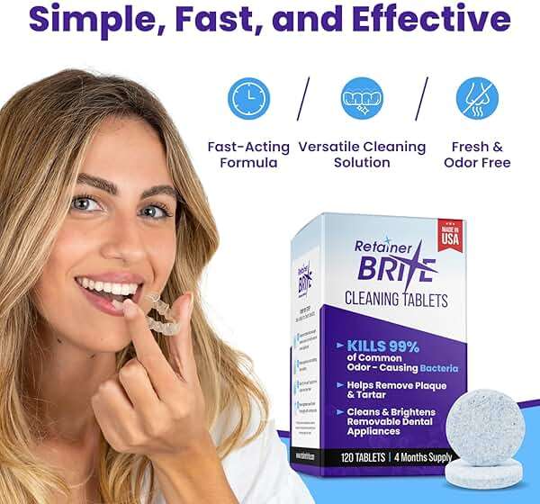 Retainer Brite - Retainer Cleaner Tablets for Invisalign, Mouth Guard Cleaner, Night Guard Cleaning and More. Cleaning Tablets for Ultrasonic Cleaners. 120 Tablets - 4 Month Supply. Made in USA - Image 6