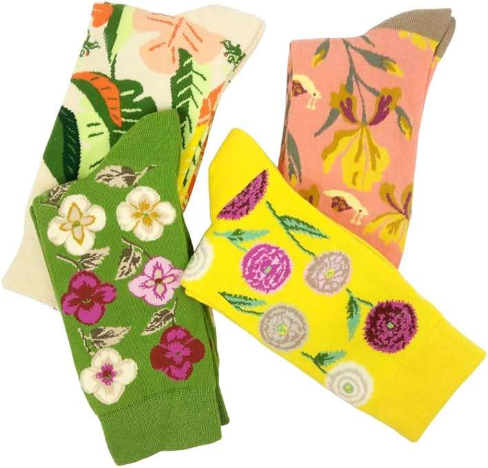 HSELL Womens Novelty Socks with Colorful Flower Design Fancy Gift for Mom Lady Breathable Cotton Socks for Daily Wear - Image 3
