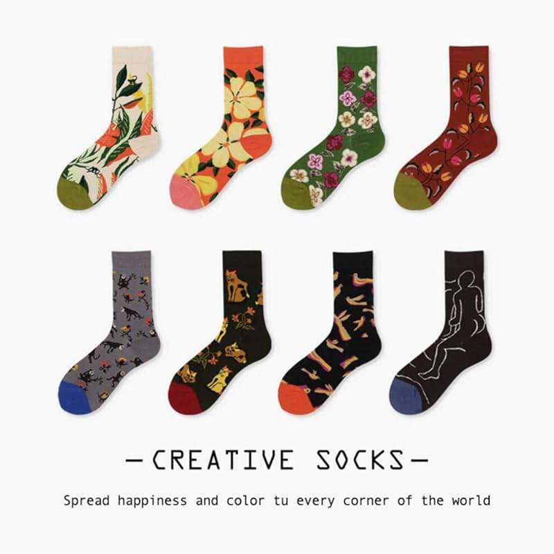 HSELL Womens Novelty Socks with Colorful Flower Design Fancy Gift for Mom Lady Breathable Cotton Socks for Daily Wear - Image 5
