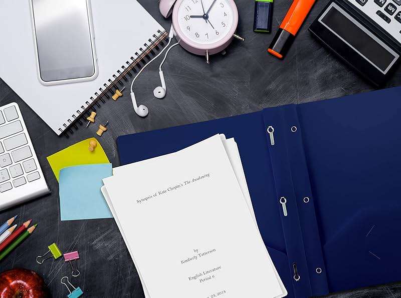 Better Office Products Navy Blue Folders with 3 Metal Prongs, Blue Plastic Folders with Pockets and Prongs, Heavyweight Letter Size Poly Folders, 24 Pack, Durable Plastic Pocket Folders with Prongs - Image 2