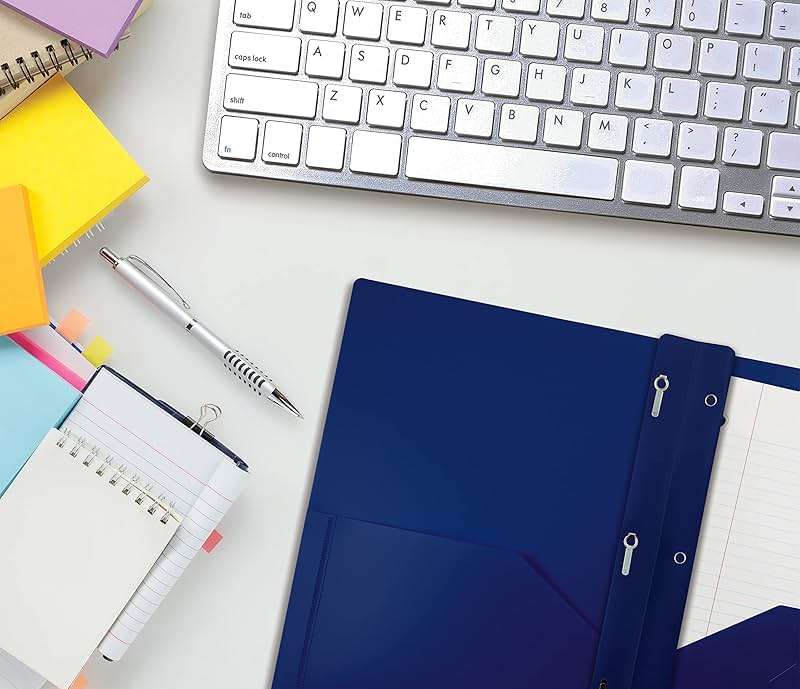 Better Office Products Navy Blue Folders with 3 Metal Prongs, Blue Plastic Folders with Pockets and Prongs, Heavyweight Letter Size Poly Folders, 24 Pack, Durable Plastic Pocket Folders with Prongs - Image 5