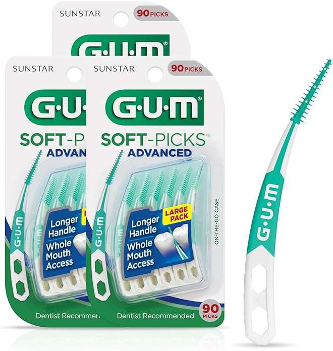 GUM Soft-Picks Advanced – Easy-to-Use Interdental Picks for Plaque Removal & Gum Health with Convenient Carry Case, Dentist Recommended, 90 Count (Pack of 3) 270 Total - Image 1