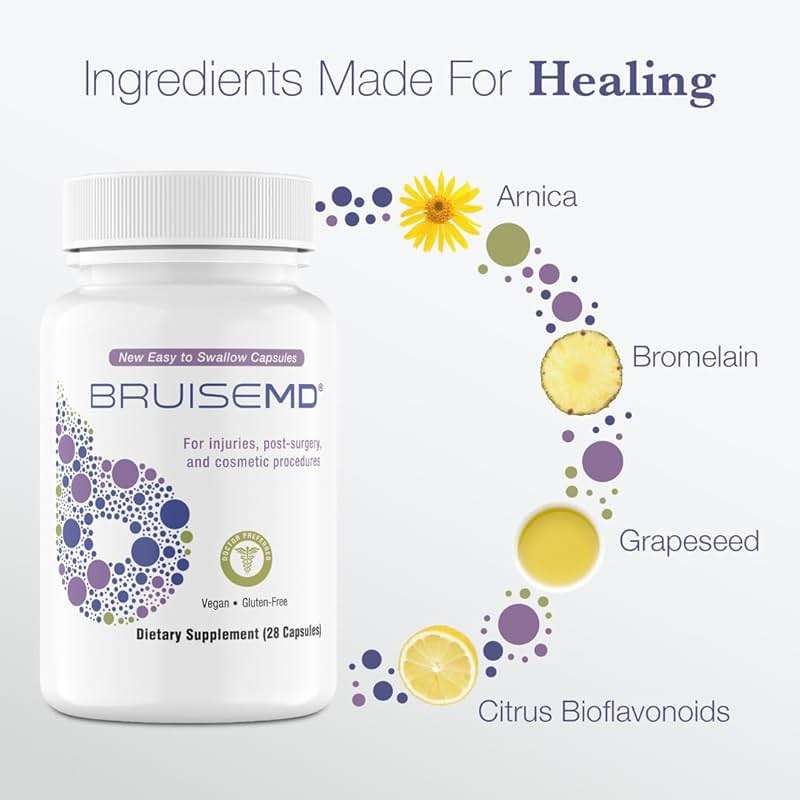 BruiseMD Bromelain 500mg 2,400GDU/g Supplement with Zinc and Vitamin C for Swelling, Inflammation, and Discoloration, Easy to Swallow Capsules (7-Day Supply) - Advanced Formula - Image 4