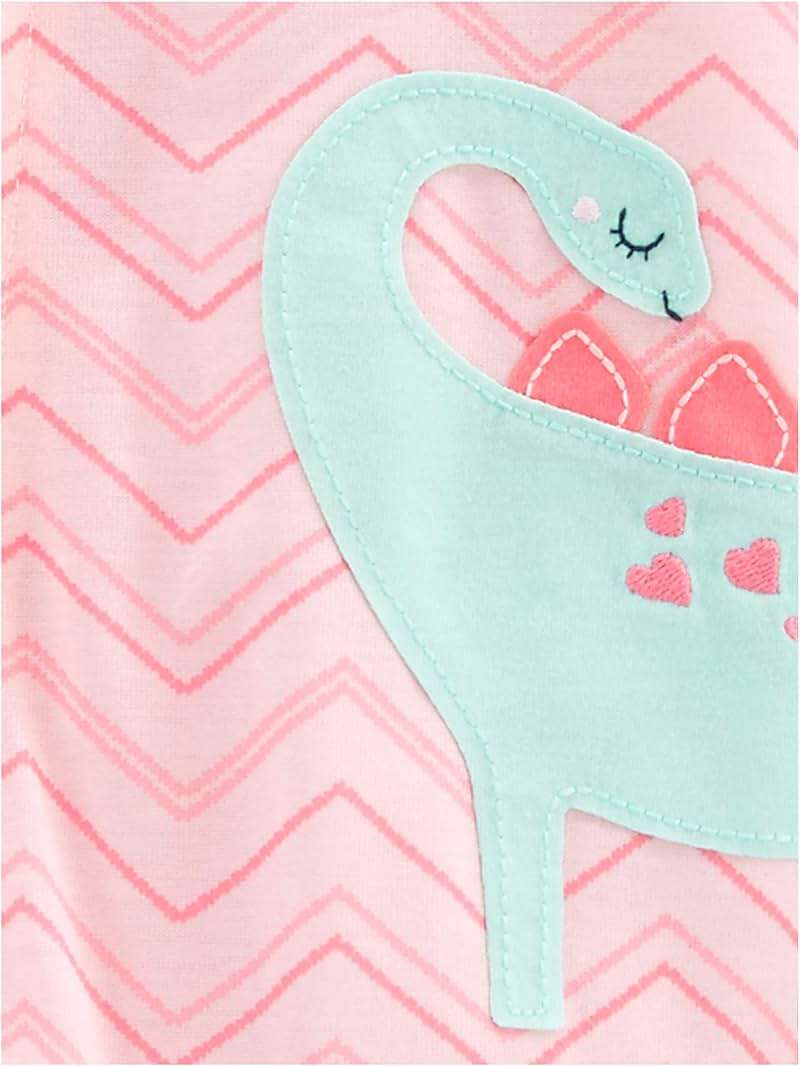 Simple Joys by Carter's Baby and Toddler Girls' 3 Pack Loose Fit Polyester Jersey Footed Pajamas - Image 2