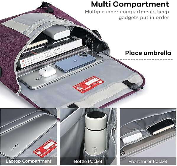 OIWAS Messenger Bag for Women, 15.6 Inch Laptop Crossbody Bags Men Casual Satchel Shoulder Bag College Travel Office Briefcase - Image 2