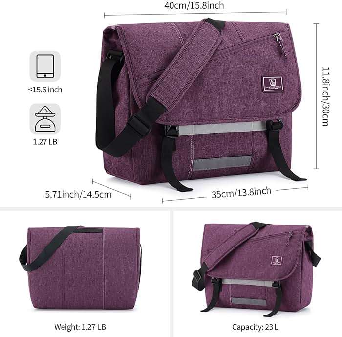 OIWAS Messenger Bag for Women, 15.6 Inch Laptop Crossbody Bags Men Casual Satchel Shoulder Bag College Travel Office Briefcase - Image 3