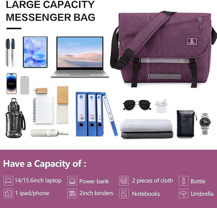 OIWAS Messenger Bag for Women, 15.6 Inch Laptop Crossbody Bags Men Casual Satchel Shoulder Bag College Travel Office Briefcase - Image 5