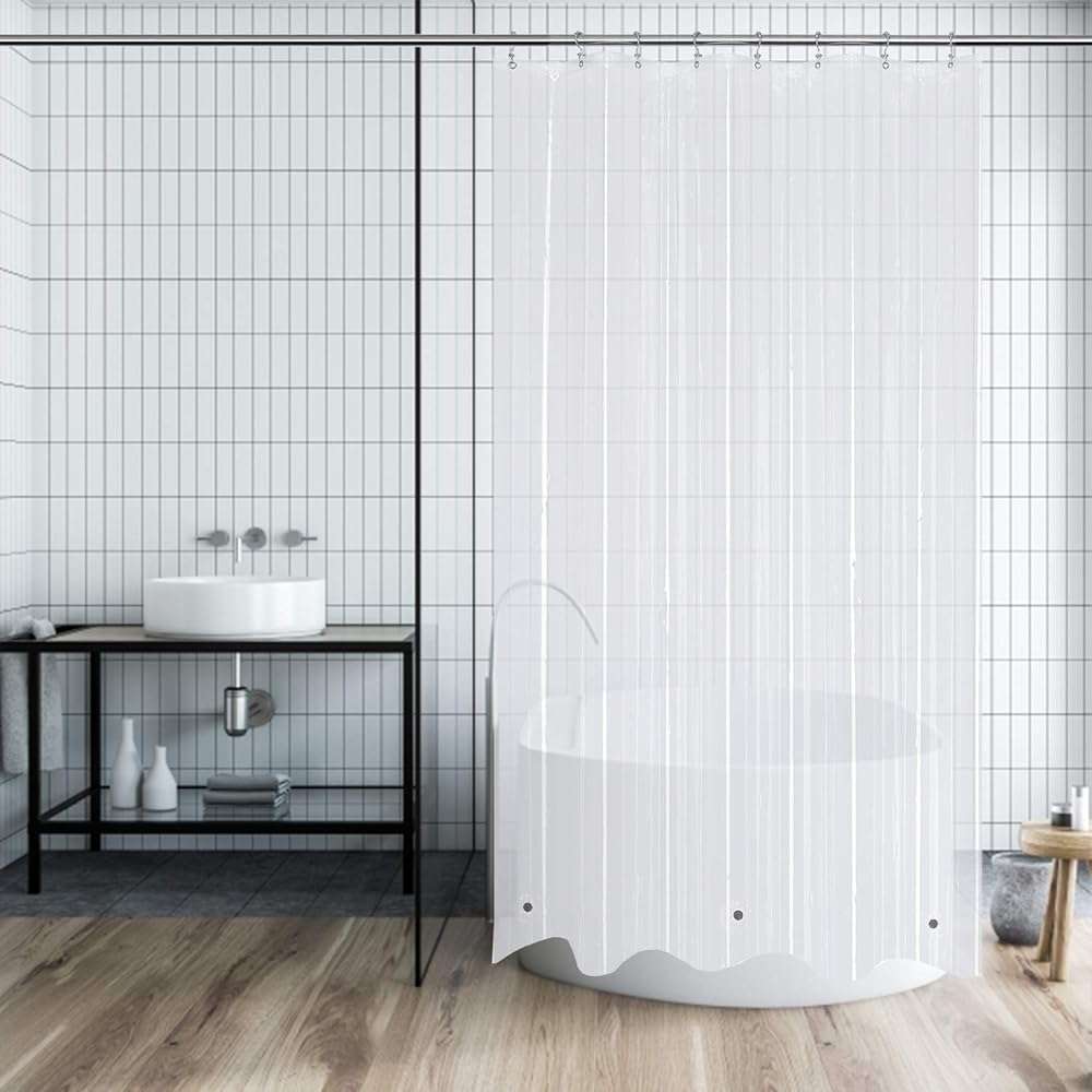 Mrs Awesome Stall Shower Curtain Liner with 3 Magnets 48 x 72 inch, PEVA 8G Thick & Heavy Duty Plastic Shower Curtain for Bathroom, Waterproof, 48x72, Clear - Image 2