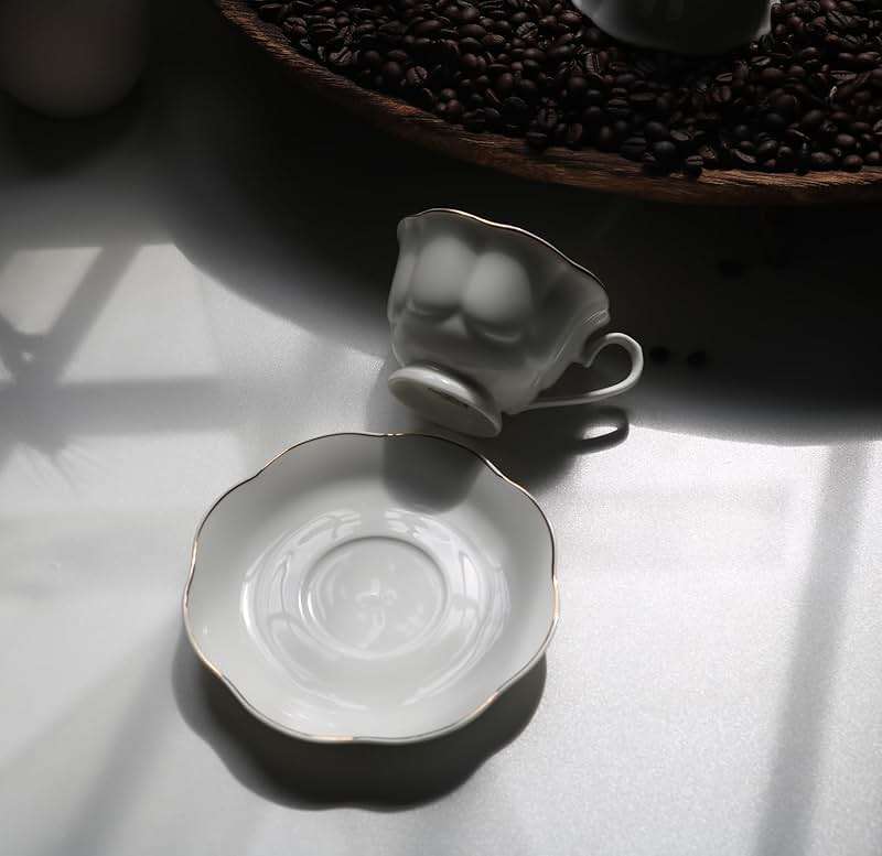 Guangyang 12 Pieces Tea Cup set Fine Porcelain 6oz Cup and Saucer set of 6 for Cappuccino Tea Flat White Coffee - Image 6