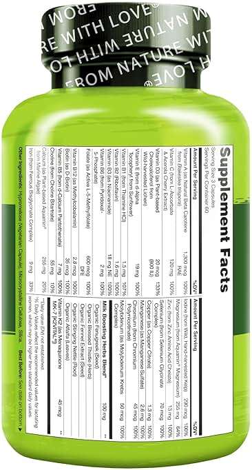 NATURELO Postnatal Multivitamin - Supplement for Breastfeeding Women - Plant-Based Vitamin D, Folate, Gentle Iron - for Nursing Mother, Baby - Post Natal Lactation Support 180 Capsules - Image 3