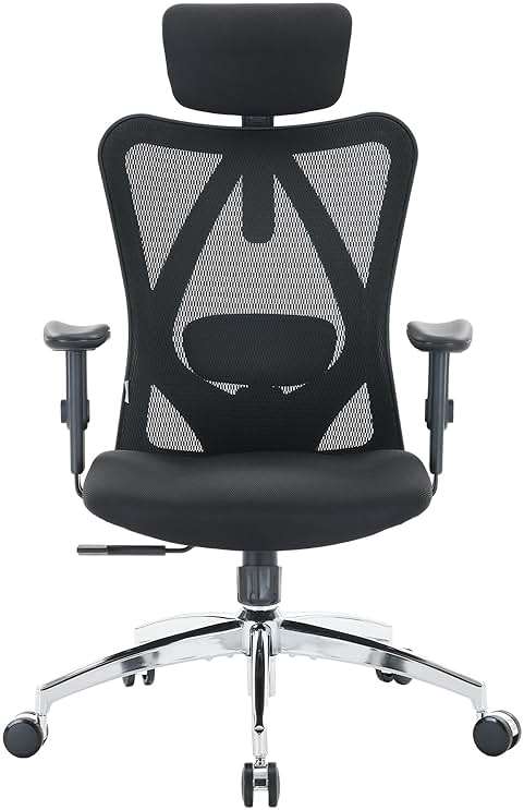 SIHOO M18 Ergonomic Office Chair, High Back Mesh Desk Chair with Adjustable Headrest & Lumbar Support, 330lbs Capacity Computer Chair with 2D Armrests & Wide Cushion, Tilt Lock, for Home Office-Black - Image 10