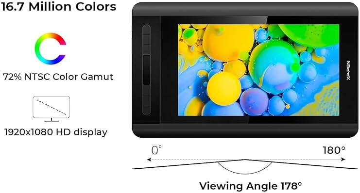 XP-PEN Artist12 11.6 Inch FHD Drawing Monitor Pen Display Graphic Monitor with PN06 Battery-Free Multi-Function Pen Holder and Glove 8192 Pressure Sensitivity - Image 4