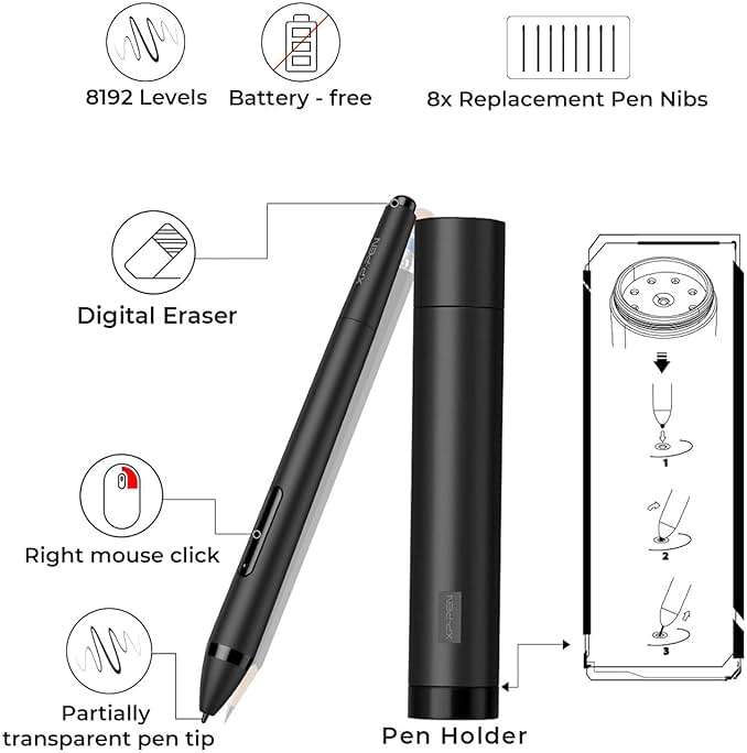 XP-PEN Artist12 11.6 Inch FHD Drawing Monitor Pen Display Graphic Monitor with PN06 Battery-Free Multi-Function Pen Holder and Glove 8192 Pressure Sensitivity - Image 5