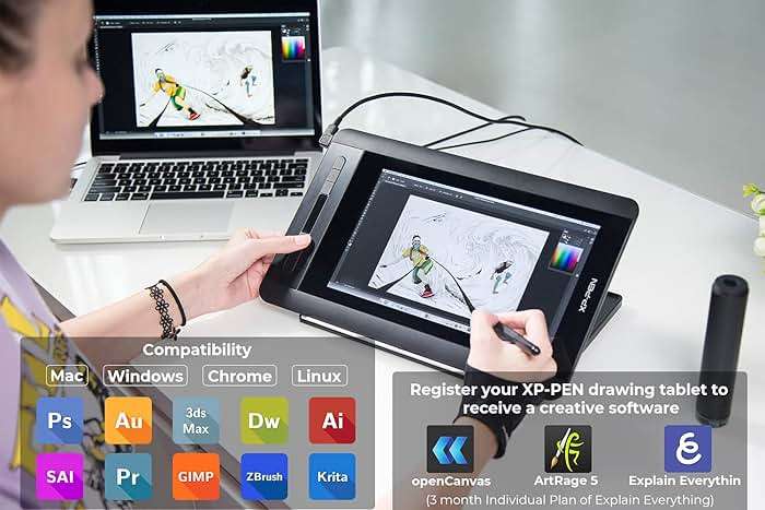 XP-PEN Artist12 11.6 Inch FHD Drawing Monitor Pen Display Graphic Monitor with PN06 Battery-Free Multi-Function Pen Holder and Glove 8192 Pressure Sensitivity - Image 6