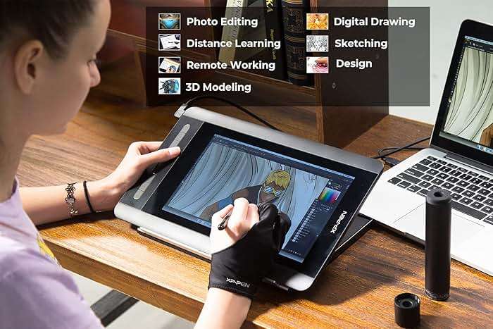 XP-PEN Artist12 11.6 Inch FHD Drawing Monitor Pen Display Graphic Monitor with PN06 Battery-Free Multi-Function Pen Holder and Glove 8192 Pressure Sensitivity - Image 9